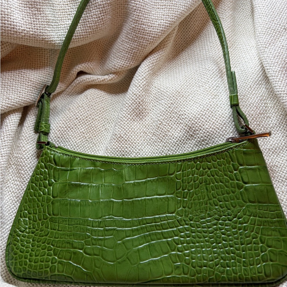 Express Green Crocodile-Embossed Shoulder Bag just in time tor the summer